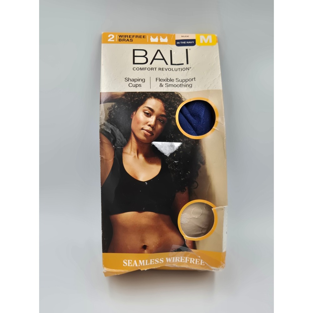 Bali Medium Bras Comfort Revolution Nude Navy 2 Pack Seamless Wirefree DFSM88